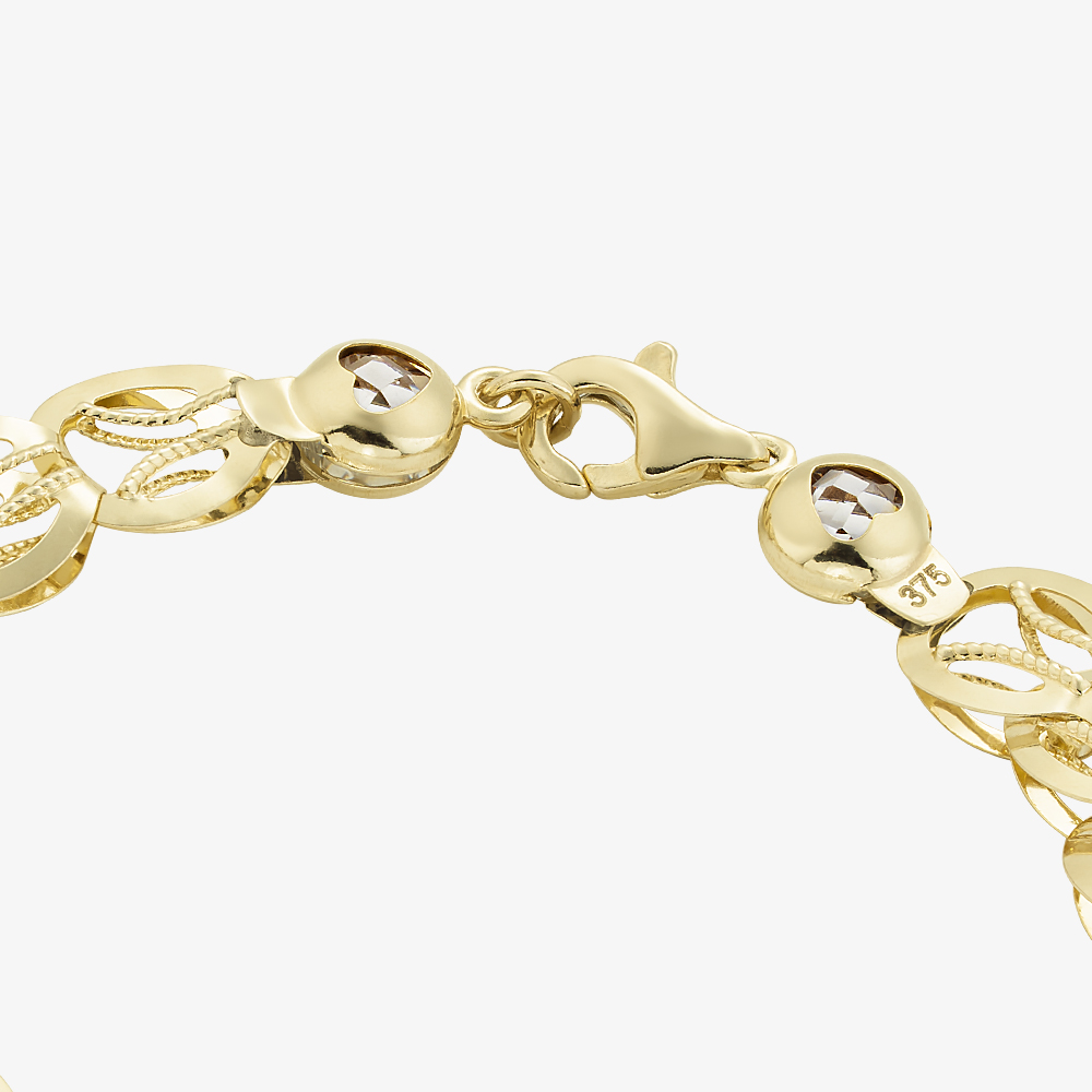 Gold Classic 9ct Yellow Gold 7.5 Inch Stamped Shell Link Bracelet HSLB-850-9Y-7.5
