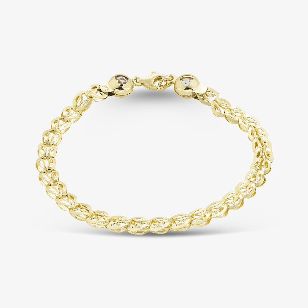 Gold Classic 9ct Yellow Gold 7.5 Inch Small Stamped Shell Link Bracelet HSLB-520-9Y-7.5
