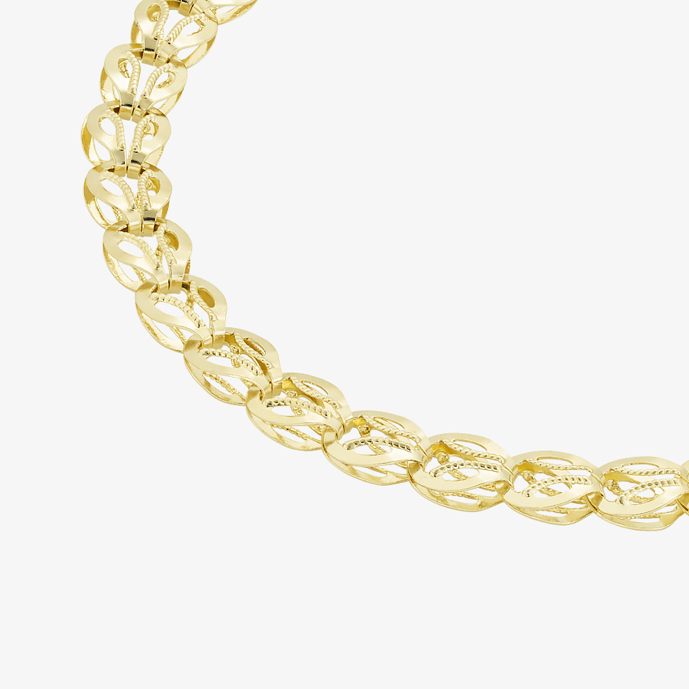 Gold Classic 9ct Yellow Gold 7.5 Inch Small Stamped Shell Link Bracelet HSLB-520-9Y-7.5