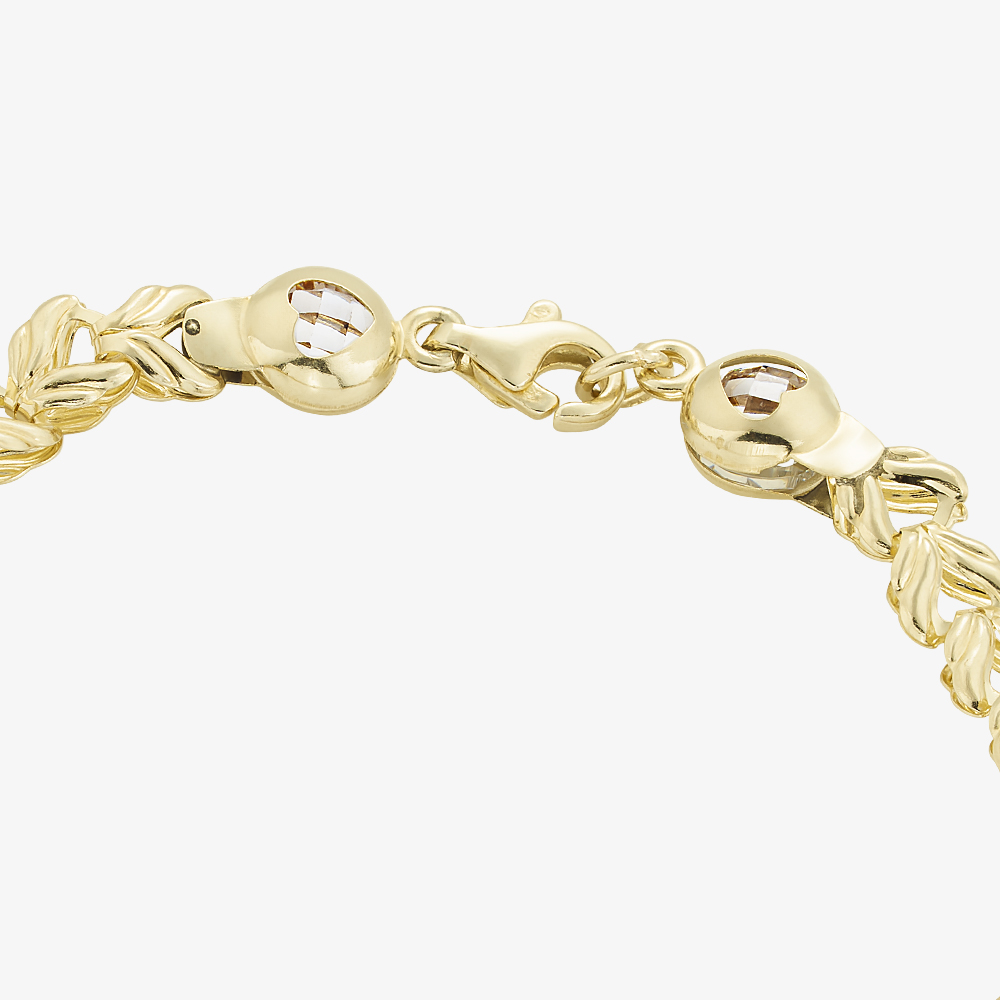 Gold Classic 9ct Yellow Gold 7.5 Inch Stamped Leaf Link Bracelet HLLB-540-9Y-7.5