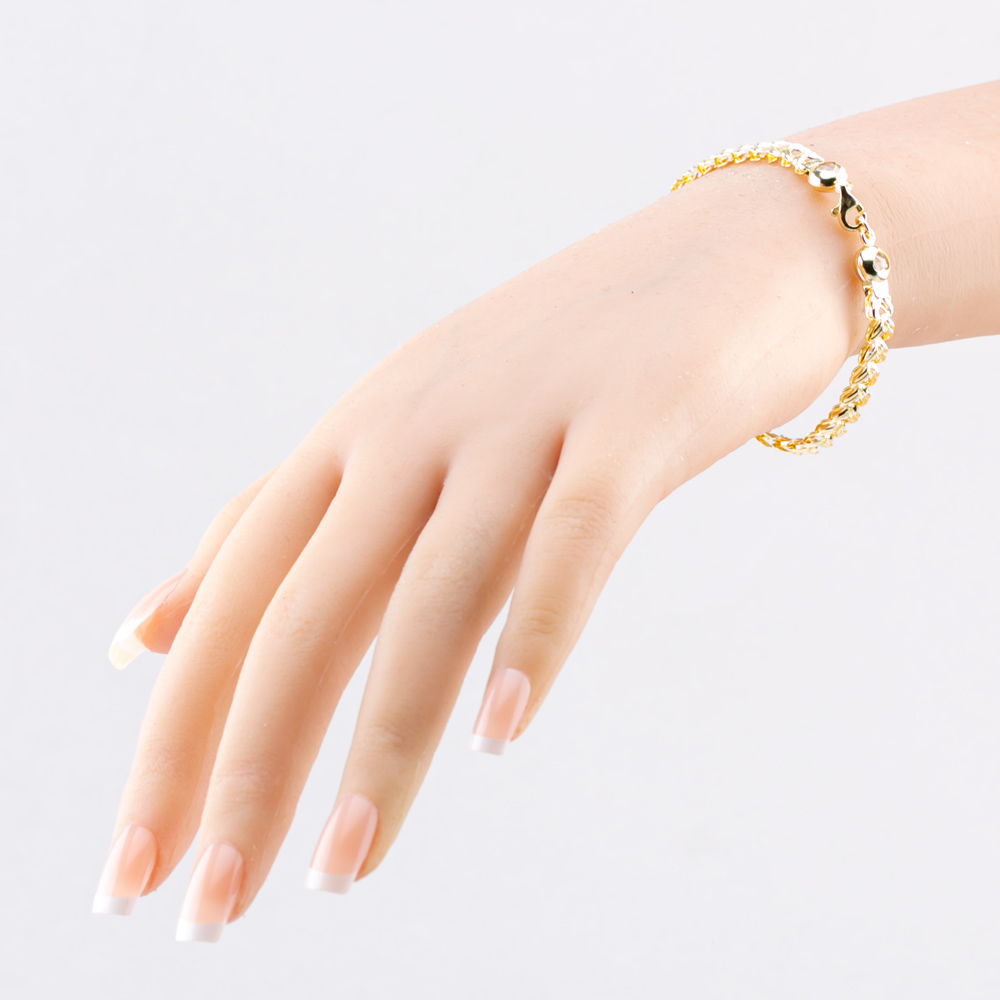 Gold Classic 9ct Yellow Gold 7.5 Inch Stamped Leaf Link Bracelet HLLB-540-9Y-7.5