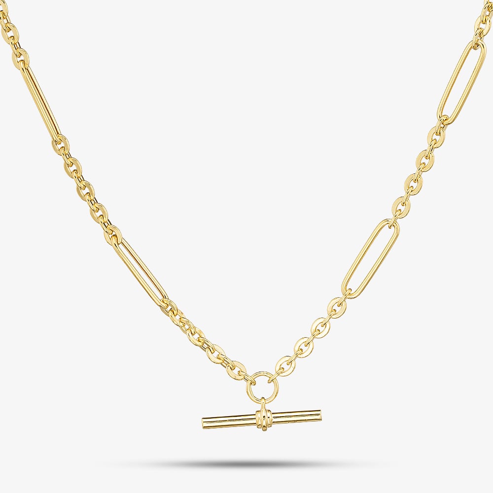 Gold Classic 9ct Yellow Gold 18 Inch Albert Figaro Chain HFTC-420