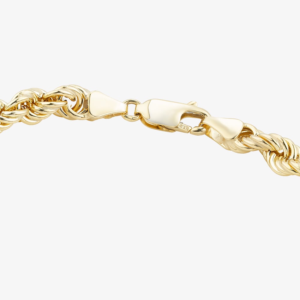 9ct Yellow Gold 7.5 Inch Rope Chain Bracelet HLRP-500-9Y-7.5