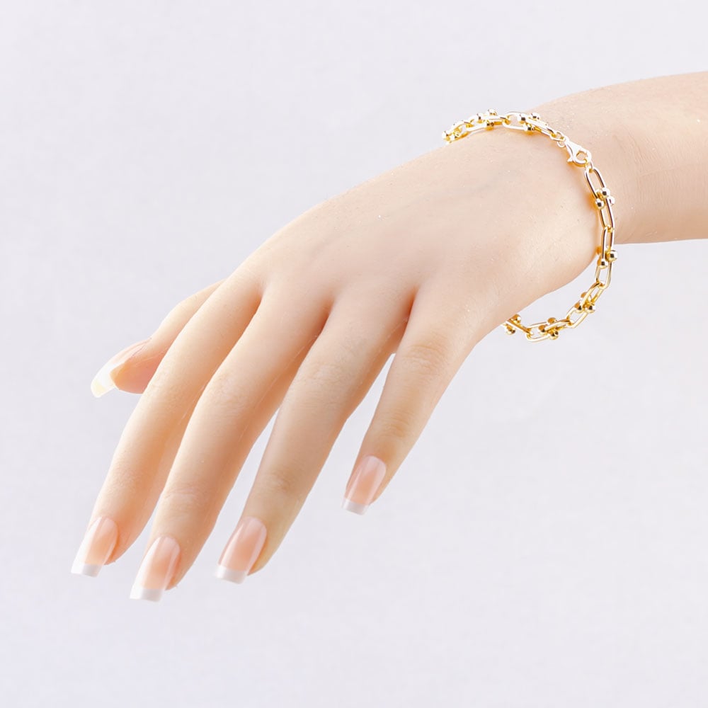 9ct Yellow Gold 7.5 Inch Fancy Ball Bar Chain Bracelet HTLC-600-9Y-7.5