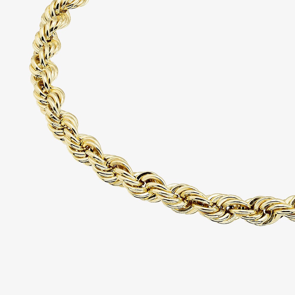 9ct Yellow Gold 7.5 Inch Rope Chain Bracelet HLRP-420-9Y-7.5