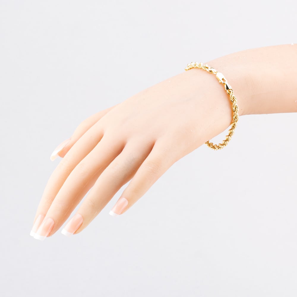 9ct Yellow Gold 7.5 Inch Rope Chain Bracelet HLRP-420-9Y-7.5