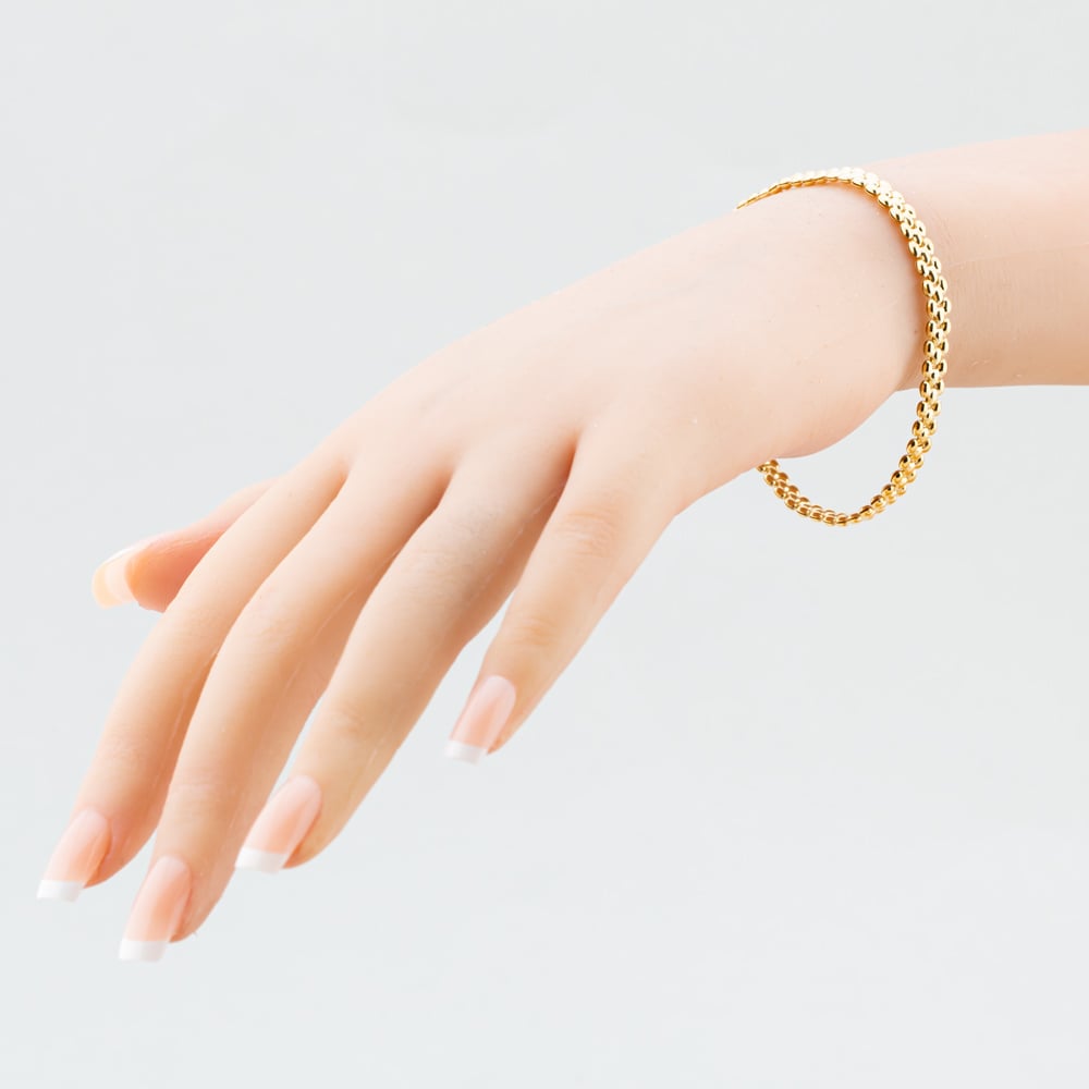 9ct Yellow Gold 7 Inch Hollow Three-Row Bead Bracelet CN970-07