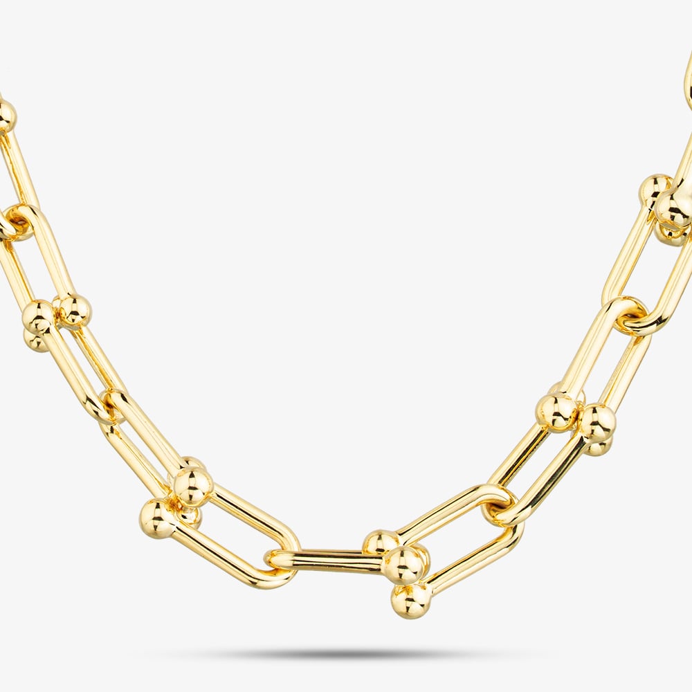 9ct Yellow Gold 18 Inch Fancy Ball Bar Chain HBGT-900-9Y-18