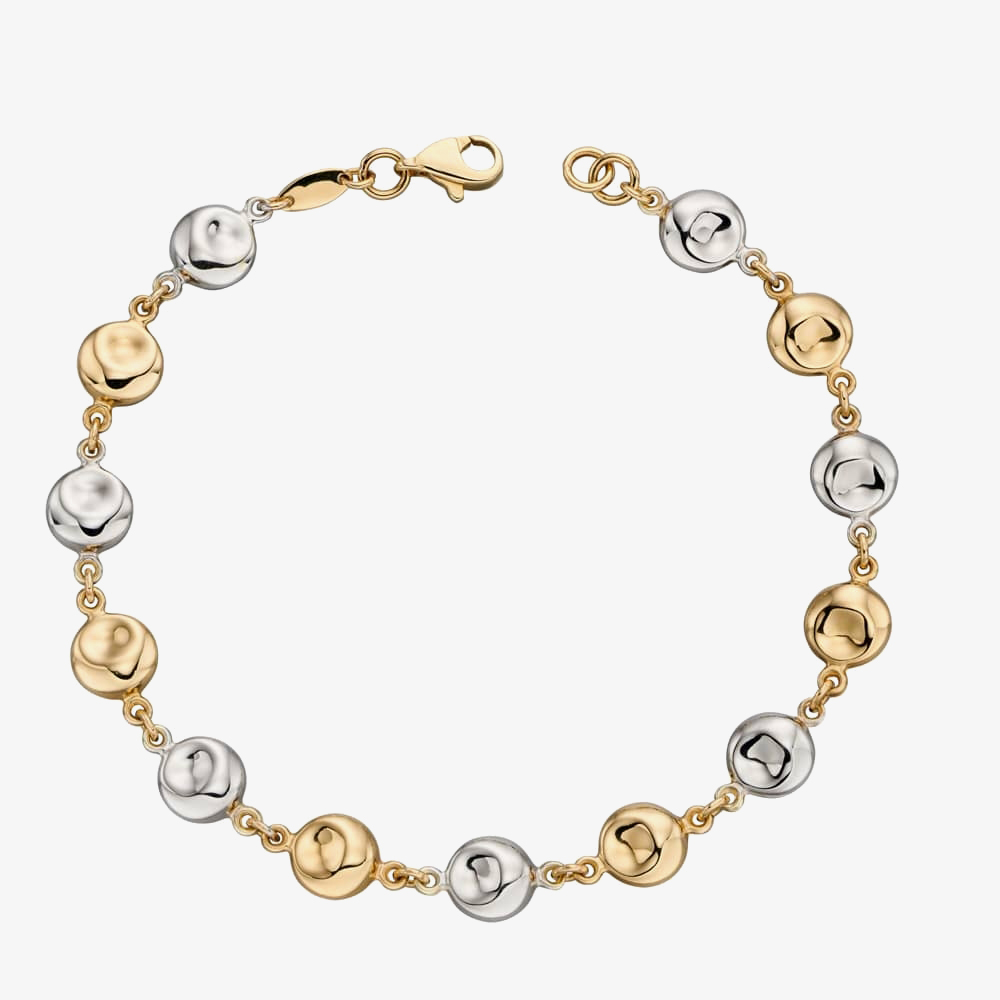 Product photograph of 9ct Two Colour Gold Multi Ball Bracelet Gb472 from The Jewel Hut