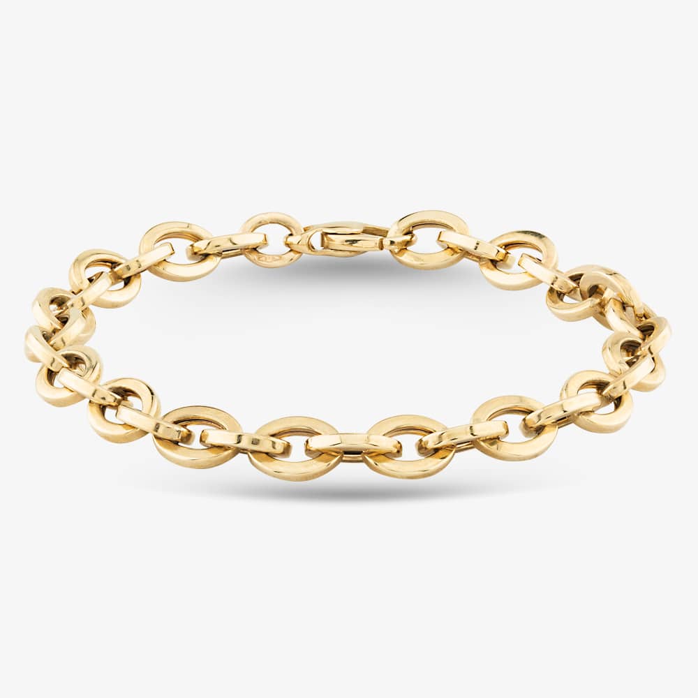 Product photograph of 9ct Yellow Gold Open Oval Link Bracelet Br462-07 from The Jewel Hut