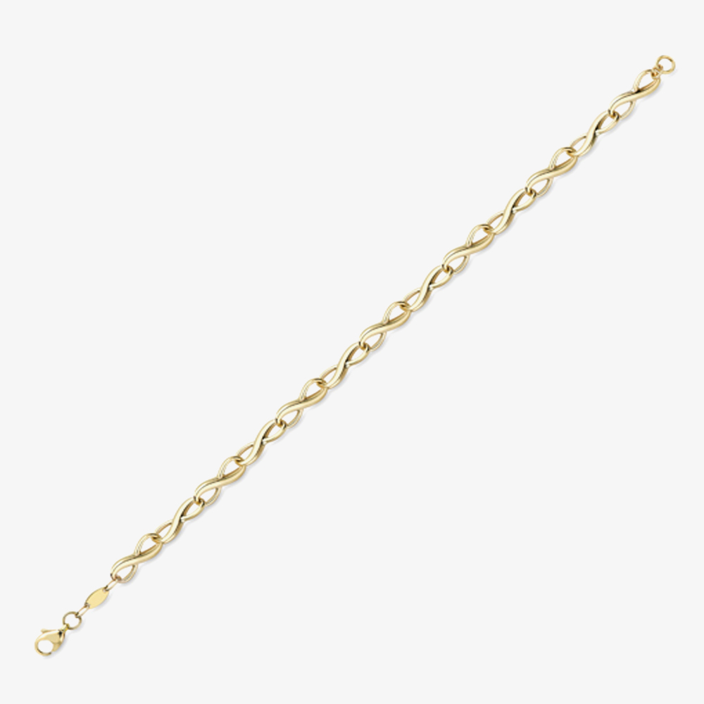 Product photograph of 9ct Yellow Gold Infinity Link Bracelet Br521-07 from The Jewel Hut