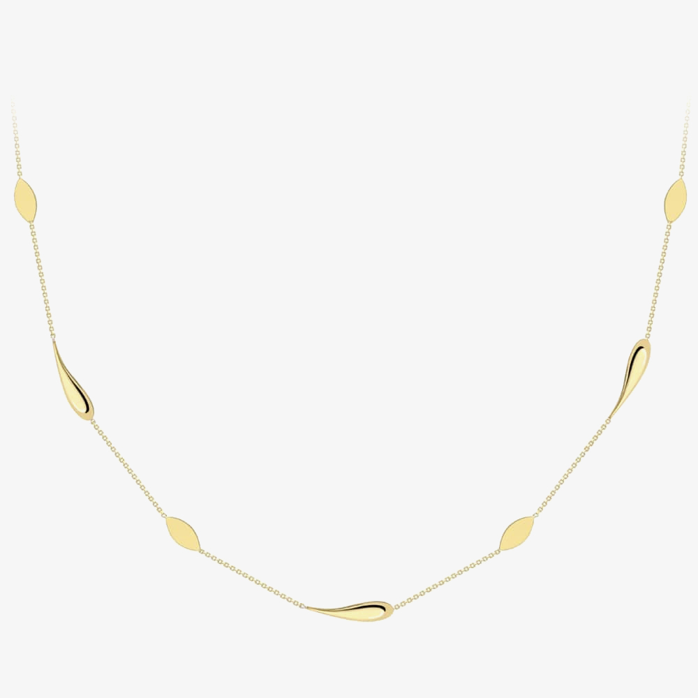 Product photograph of 9ct Yellow Gold Marquise Teardrop Chain Necklace Cn172-17 from The Jewel Hut