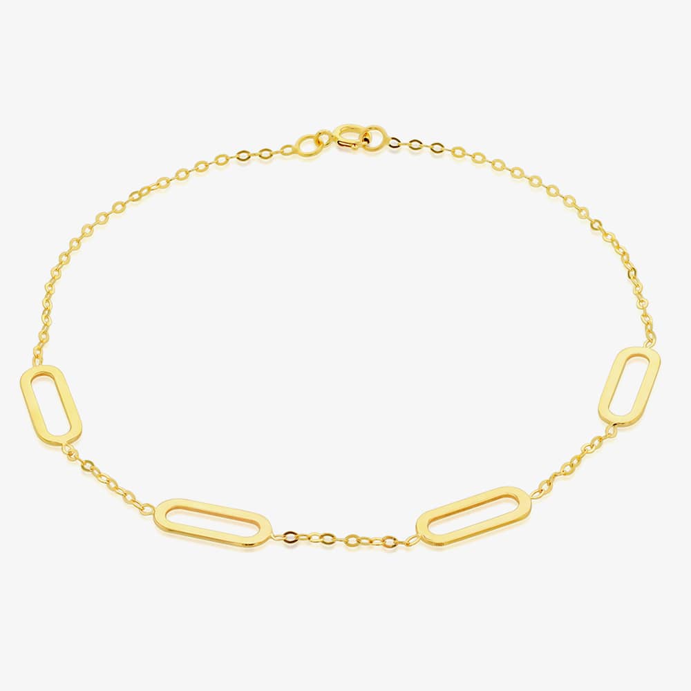 Product photograph of 9ct Yellow Gold Paper Clip Bracelet 1 20 0442 from The Jewel Hut