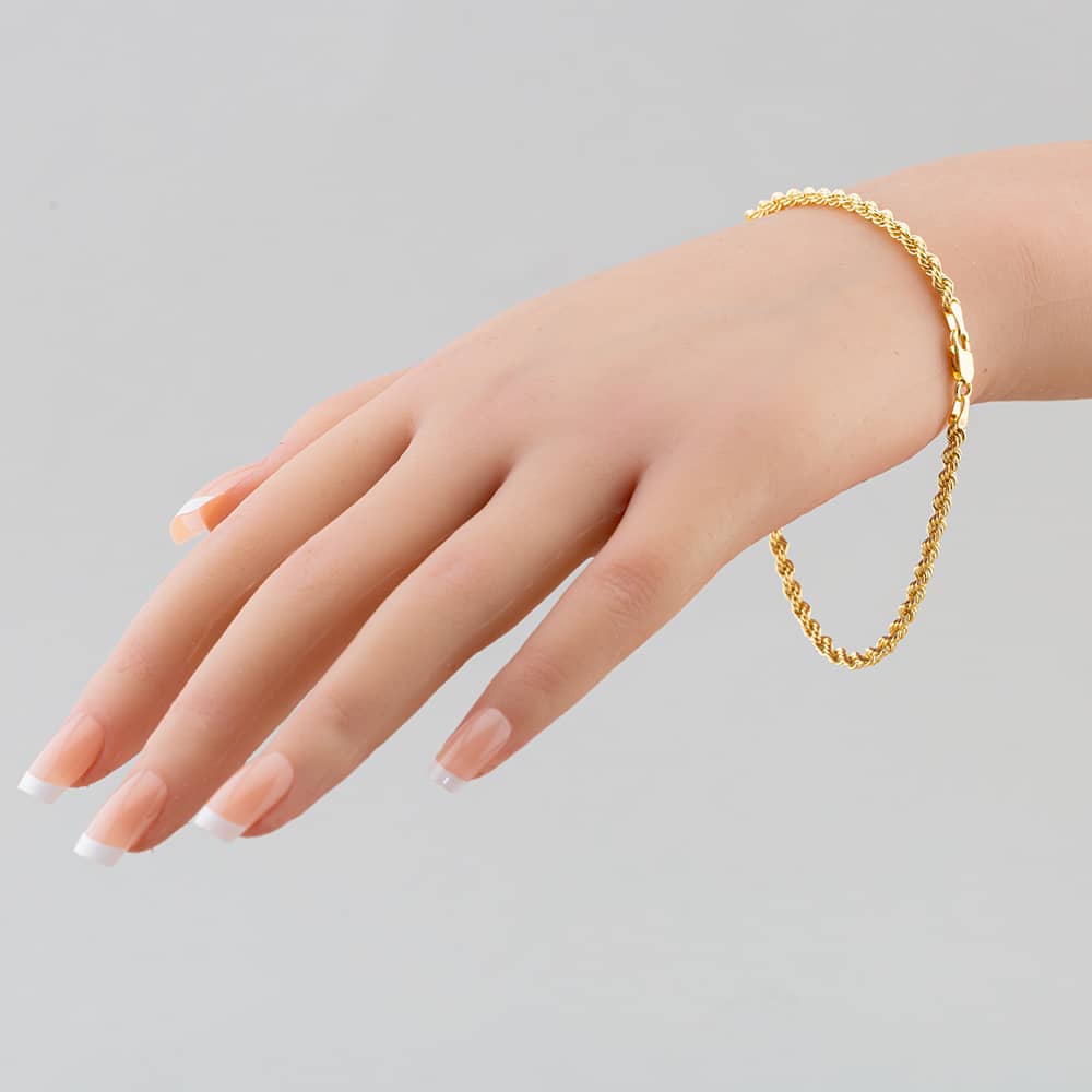9ct Yellow Gold Rope Chain Bracelet HLRP-320-9Y-8.5