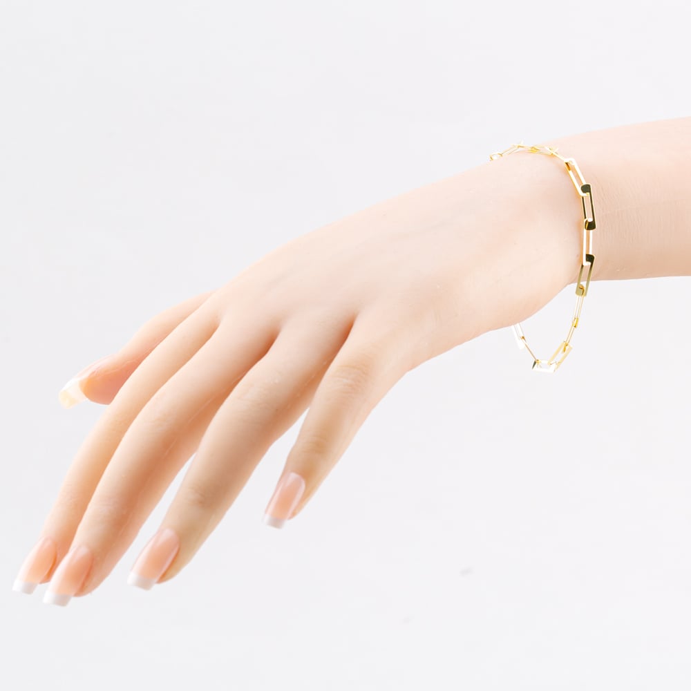 9ct Yellow Gold Square Paper Link Chain Bracelet 111125147267