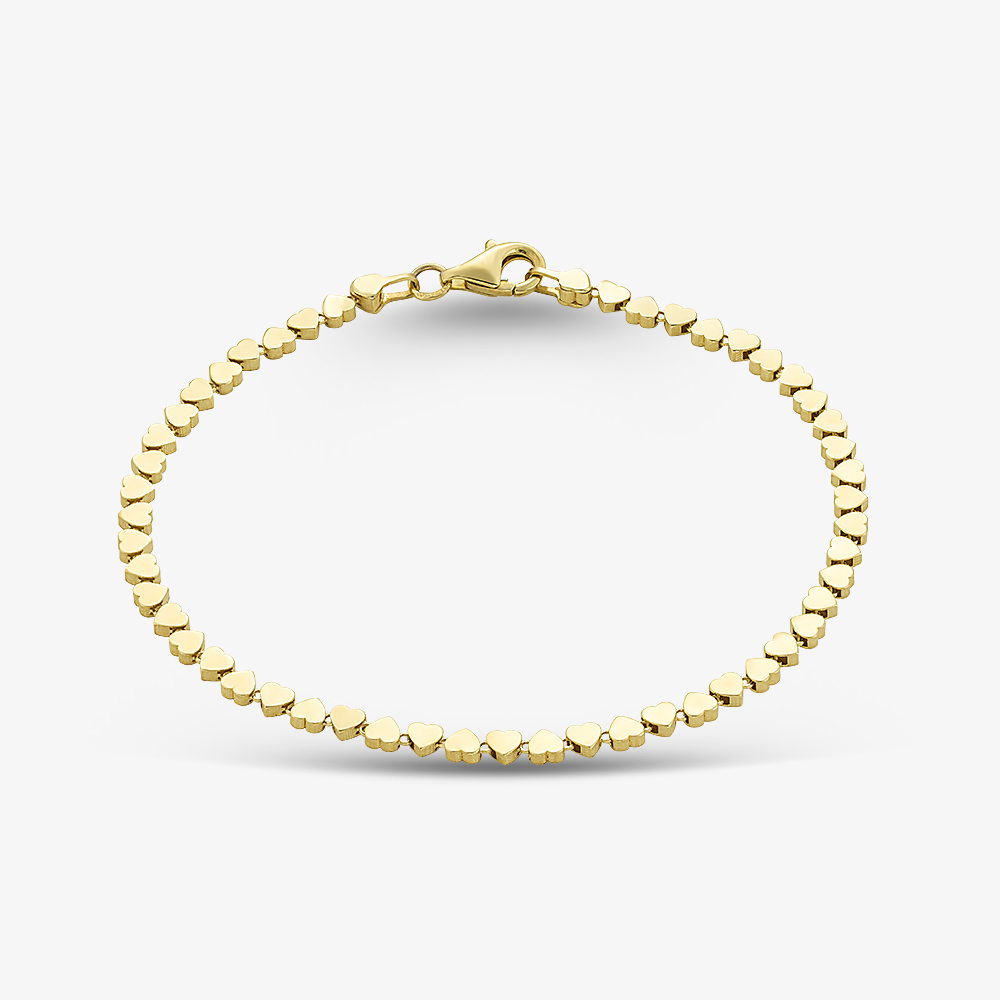 Gold Classic 9ct Yellow Gold 7.5 Inch Stamped Heart Bracelet HSHB-290-9Y-7.5