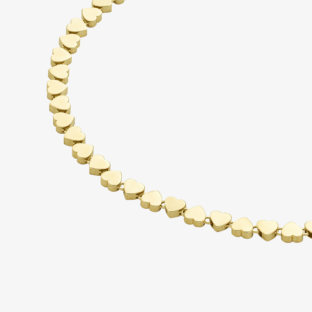 Gold Classic 9ct Yellow Gold 7.5 Inch Stamped Heart Bracelet HSHB-470-9Y-7.5