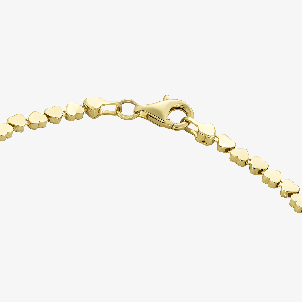 Gold Classic 9ct Yellow Gold 7.5 Inch Stamped Heart Bracelet HSHB-470-9Y-7.5
