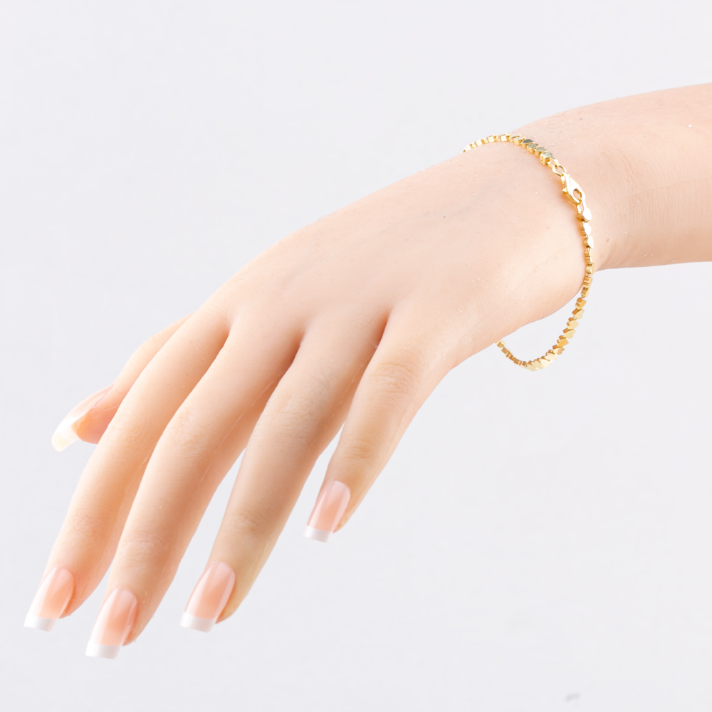Gold Classic 9ct Yellow Gold 7.5 Inch Stamped Heart Bracelet HSHB-470-9Y-7.5