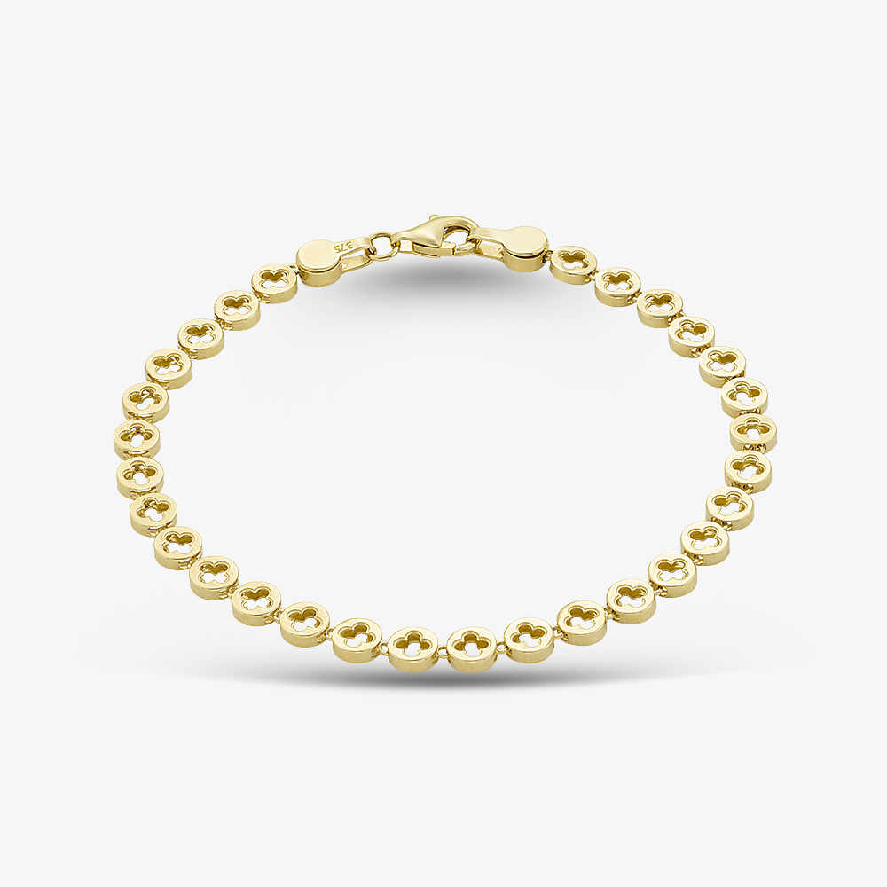 Gold Classic 9ct Yellow Gold 7.5 Inch Stamped Open Flower Bracelet HSOB-470-9Y-7.5