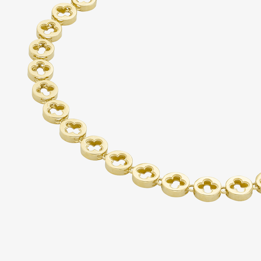 Gold Classic 9ct Yellow Gold 7.5 Inch Stamped Open Flower Bracelet HSOB-470-9Y-7.5