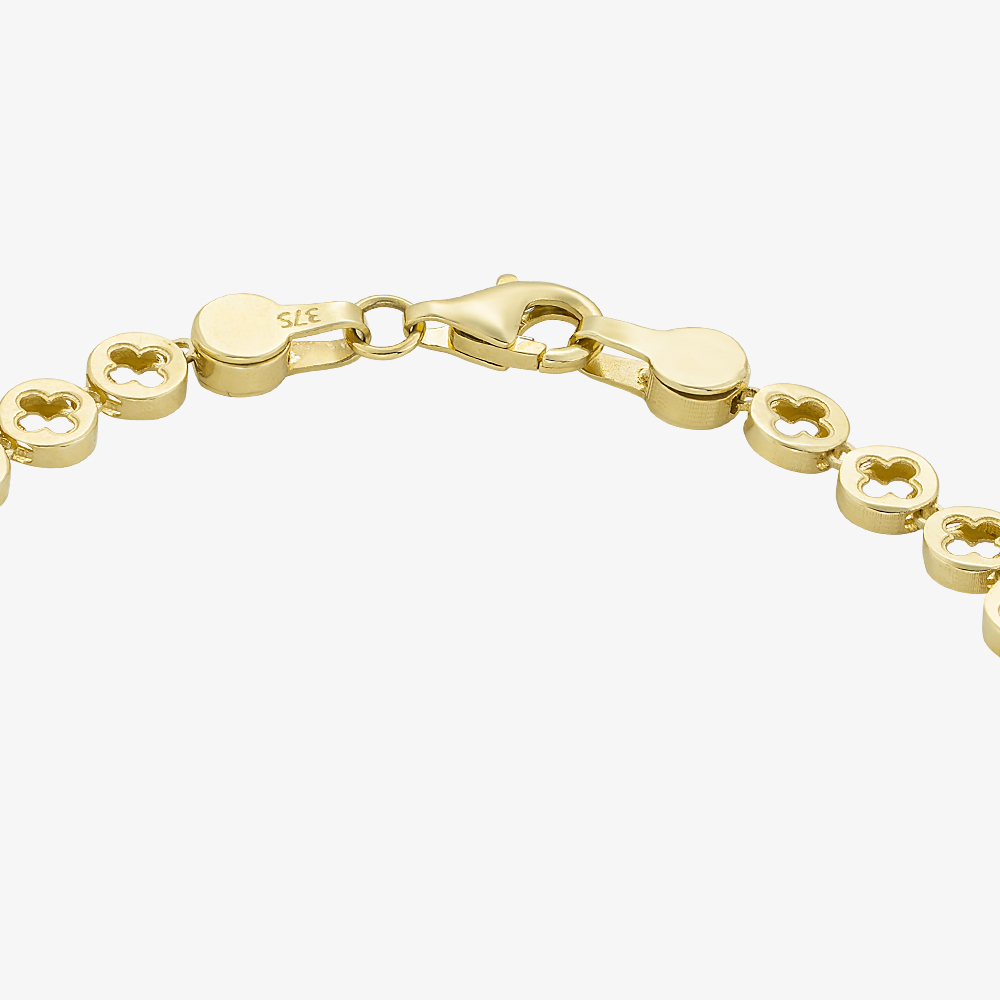 Gold Classic 9ct Yellow Gold 7.5 Inch Stamped Open Flower Bracelet HSOB-470-9Y-7.5