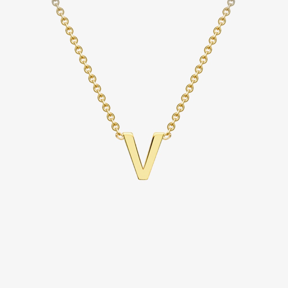 Gold Classic 9ct Yellow Gold Mini Initial V Necklace 1.19.0171