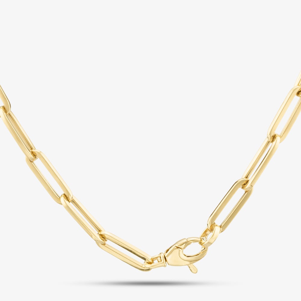 9ct Yellow Gold Elongated Oval Link Necklace CA017-18