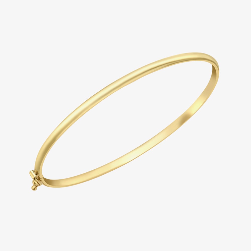 9ct Yellow Gold Oval Domed Plain Tube Bangle 1.31.2511