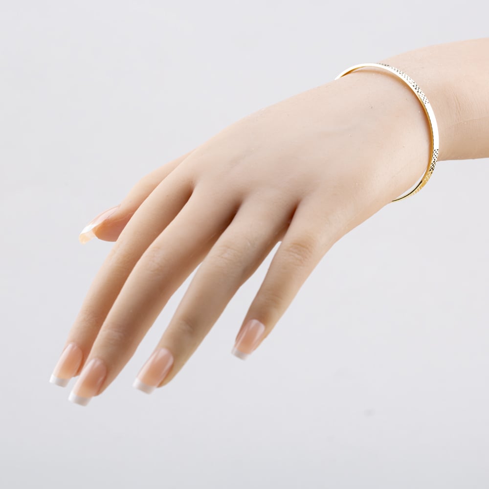Gold Classic 9ct Yellow Gold 9ct Diamond Cut Flat Tube Bangle 1.32.0862