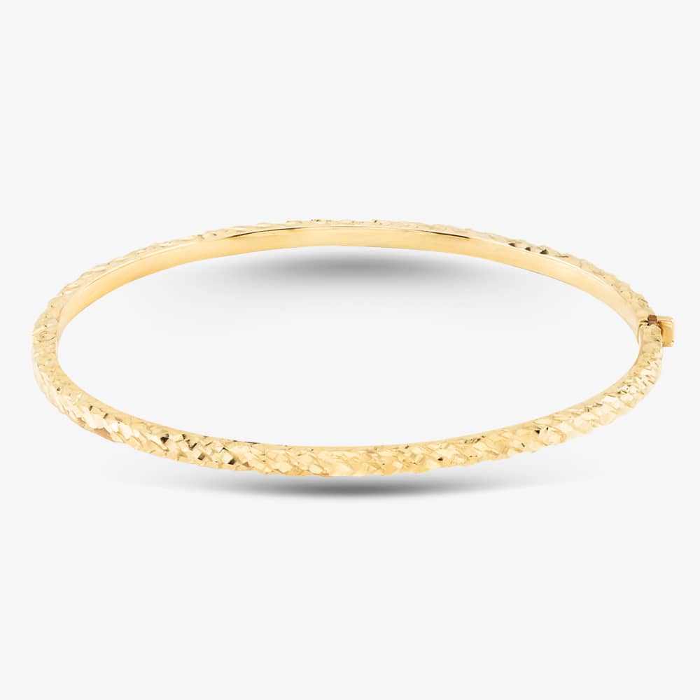Product photograph of 9ct Yellow Gold Diamond Cut Bangle Bn336 from The Jewel Hut