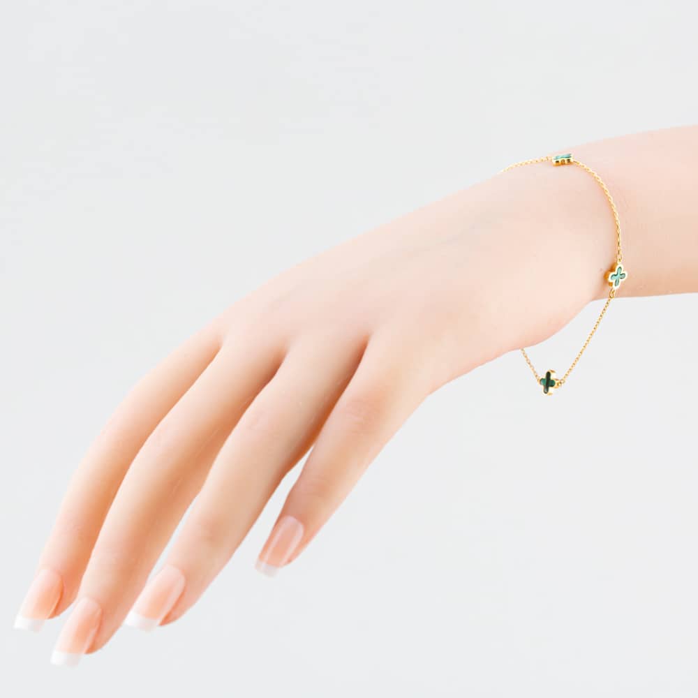 9ct Yellow Gold Malachite Petal Bracelet 1.29.1622