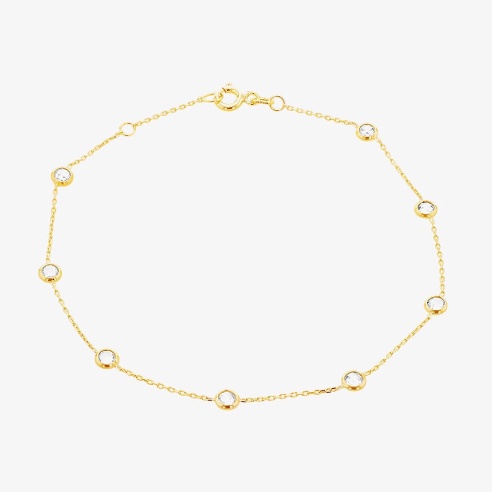 Gold Impression 9ct Yellow Gold Cubic Zirconia Station Bracelet 1.29.1972