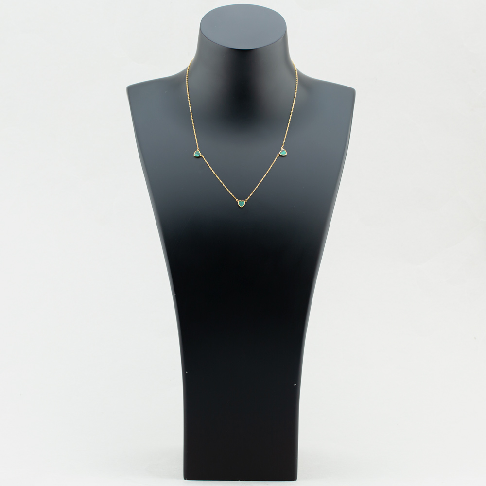 9ct Yellow Gold Malachite Heart Necklace 1.19.1650