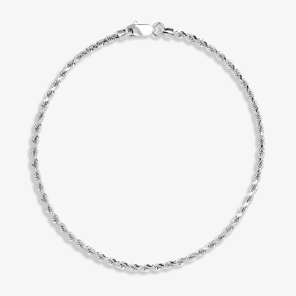 9ct White Gold 7 Inch Rope Chain Bracelet 5-26-2211