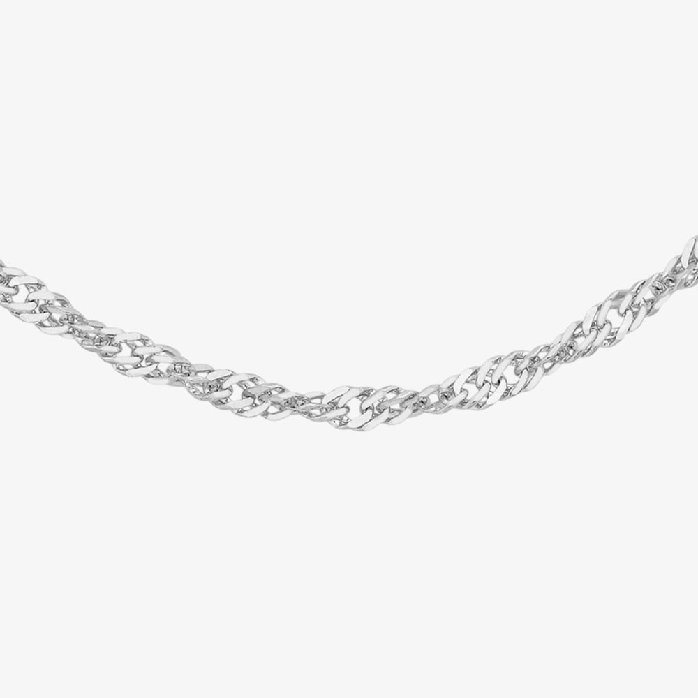 T.H.Baker Women's 9ct White Gold 18 Inch Twist Curb Chain 5-13-1614 in Silver | Size: 18 inches