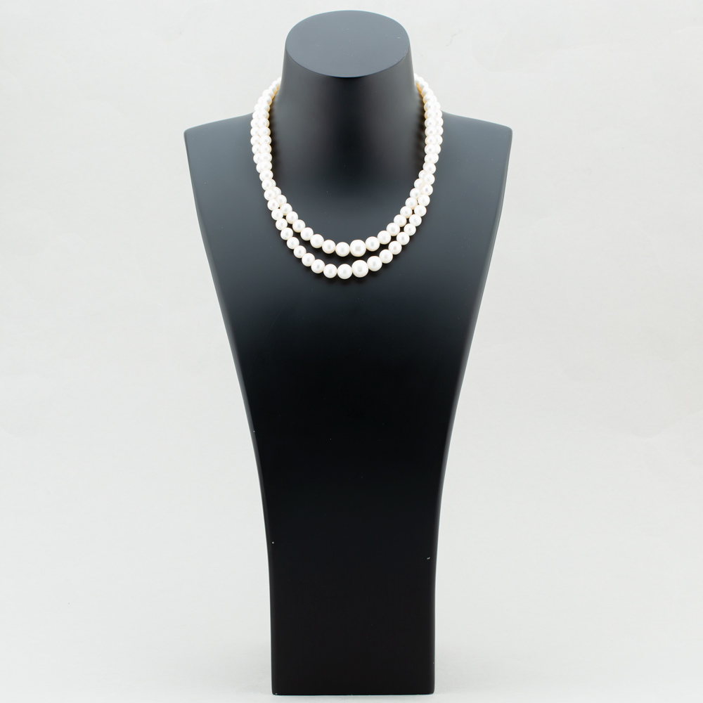 9ct Yellow Gold Two Strand Graduated Freshwater Pearl Necklace POZ827SD/FW