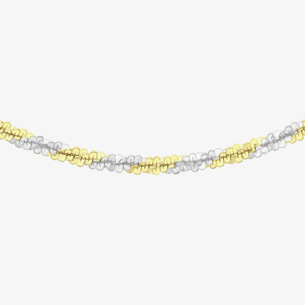 9ct Two Colour Gold Fine 18 Inch Twisted Chain 2.15.8684