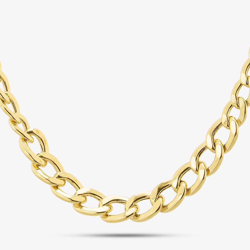 9ct Yellow Gold 18 Inch Flat Graduated Curb Chain Necklace NBE028
