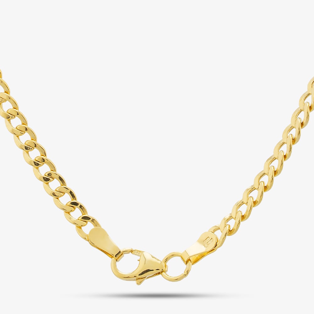 9ct Yellow Gold 18 Inch Flat Graduated Curb Chain Necklace NBE028