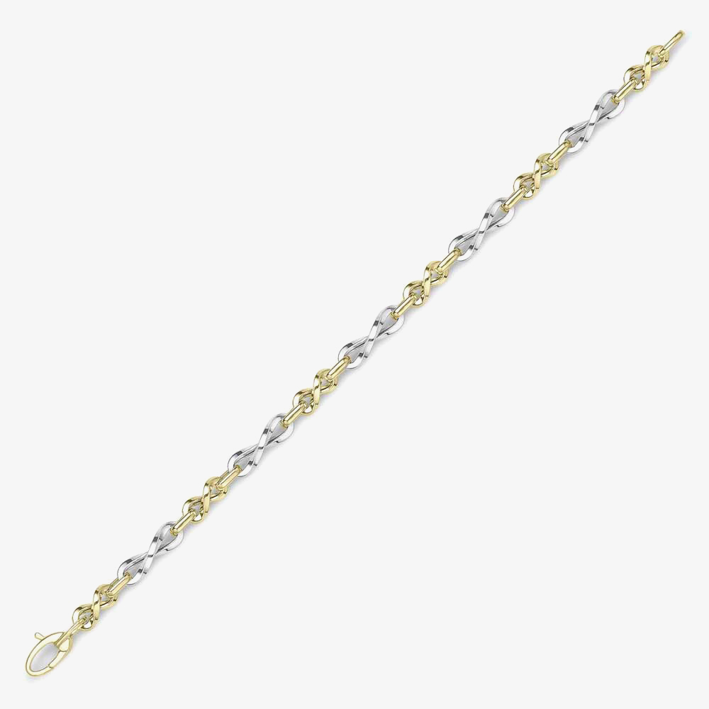 Product photograph of 9ct Two Colour Gold Fancy Infinity Bracelet Br503-07 from The Jewel Hut