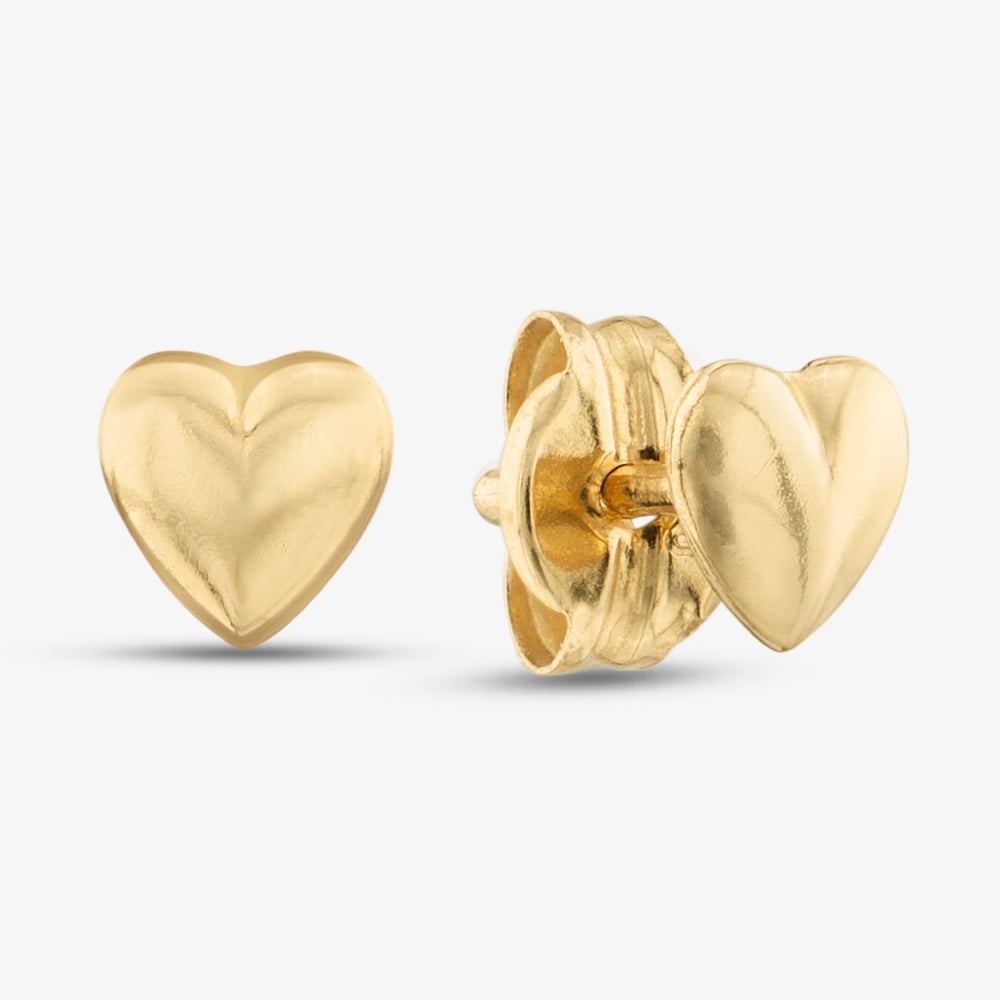 Product photograph of 9ct Yellow Gold Heart Stud Earrings 1 59 0863 from The Jewel Hut