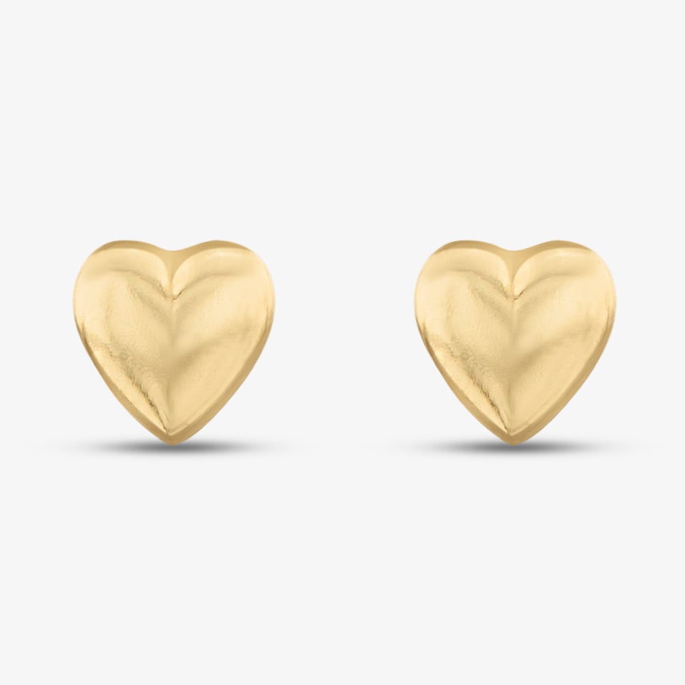 9ct Yellow Gold Heart Stud Earrings 1.59.0863