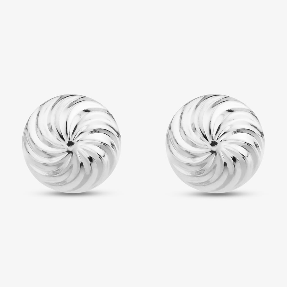 Gold Classic 9ct White Gold 8mm Swirl Dome Stud Earrings 5.55.6969