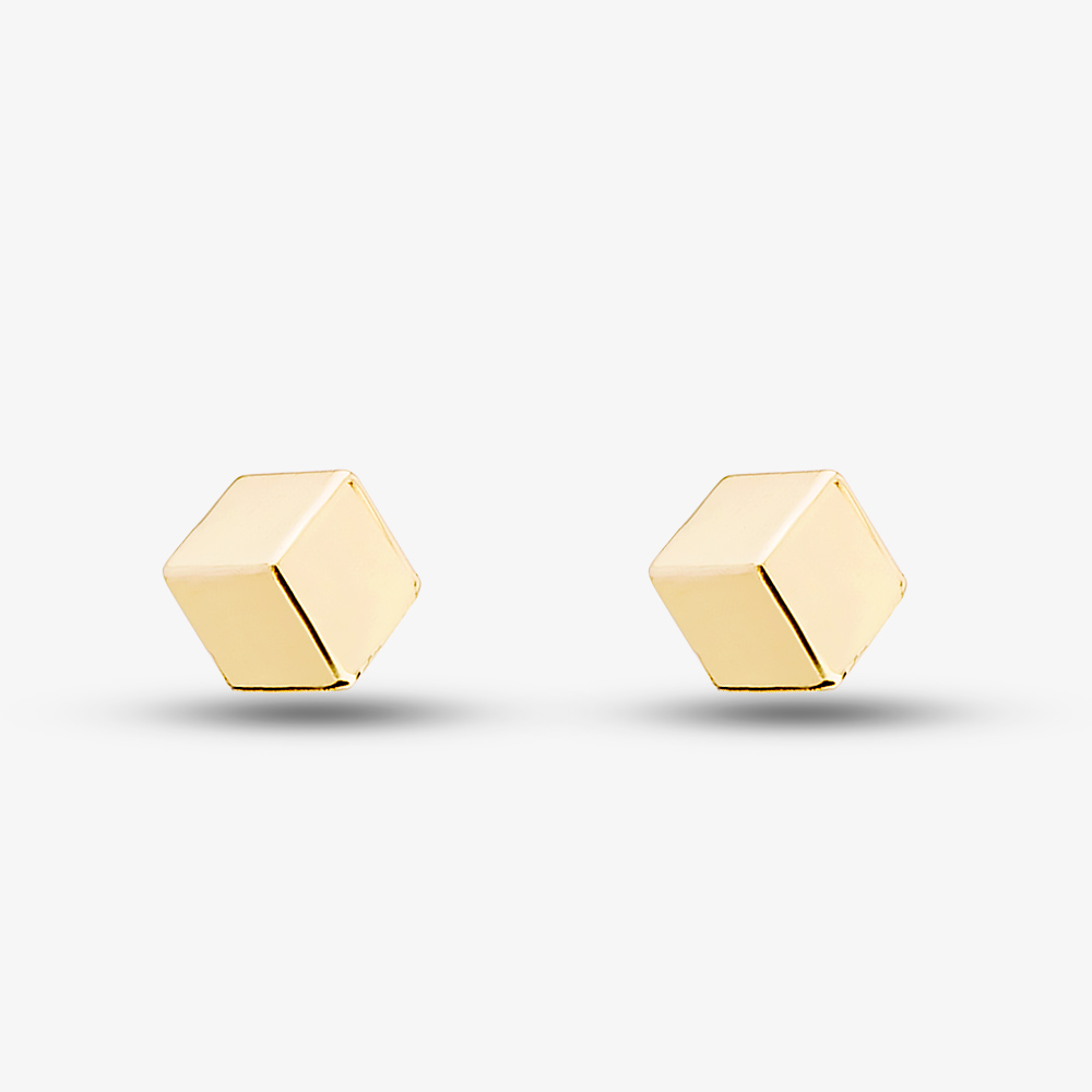 9ct Yellow Gold Cube Stud Earrings SE175