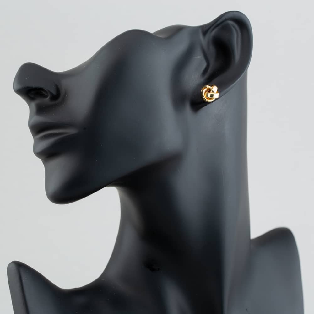 9ct Gold Rectangular Tube Knot Stud Earrings