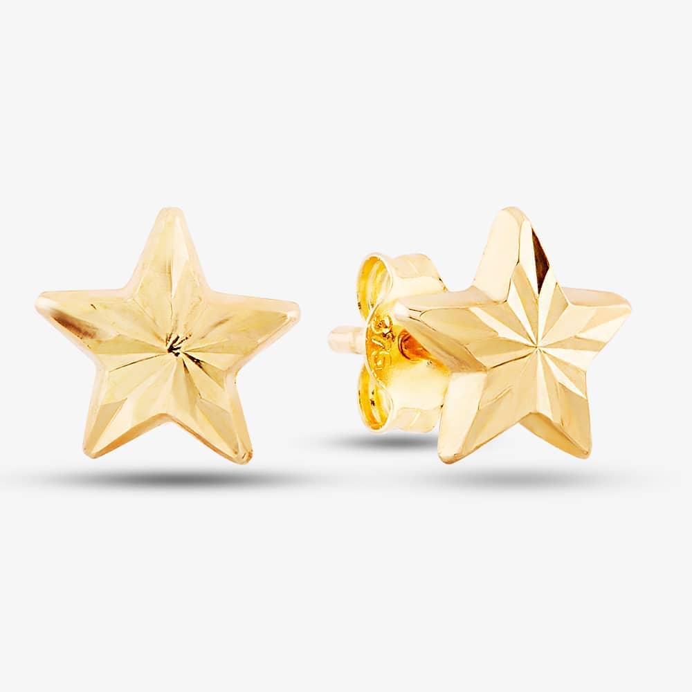 9ct Yellow Gold Star Stud Earrings 1551483