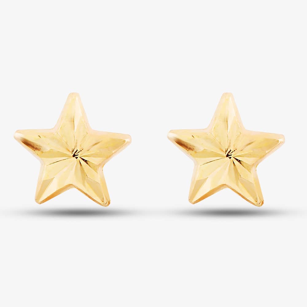 9ct Yellow Gold Star Stud Earrings 1551483