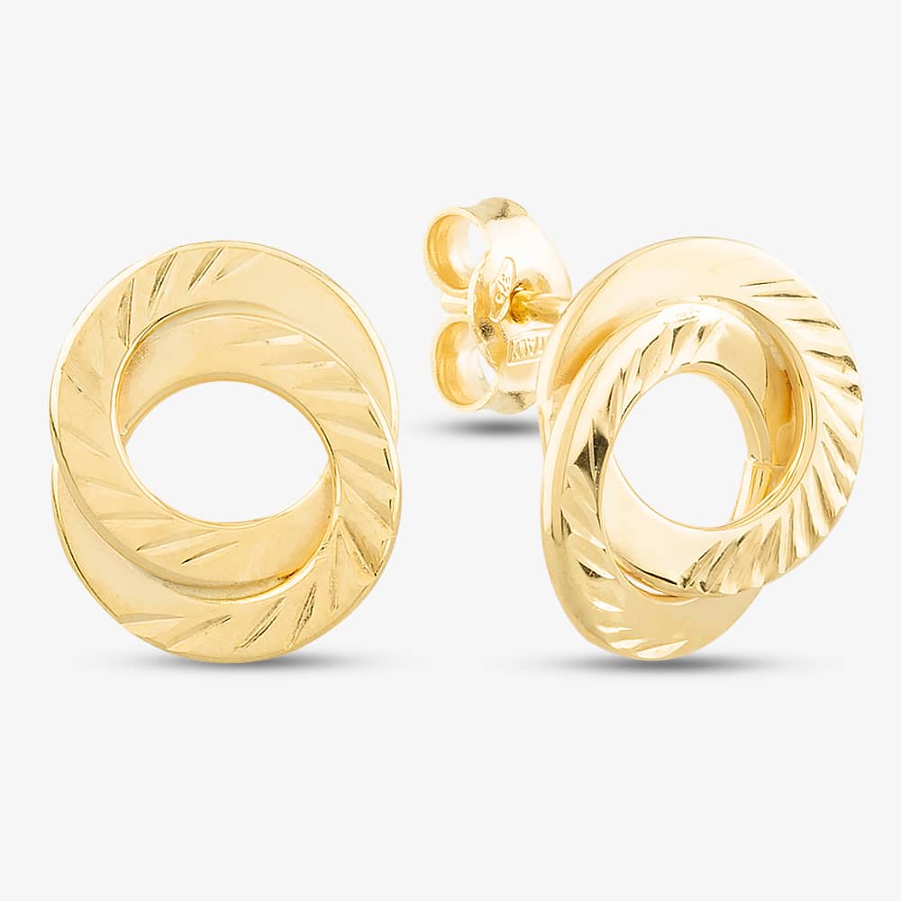Product photograph of 9ct Double Linked Open Disc Studs Er895 from The Jewel Hut