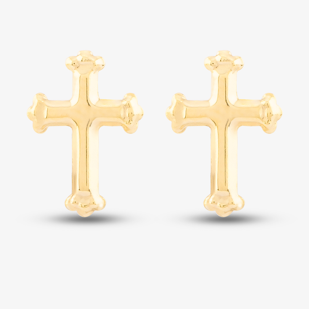 9ct Yellow Gold Cross Stud Earrings 1.55.6082